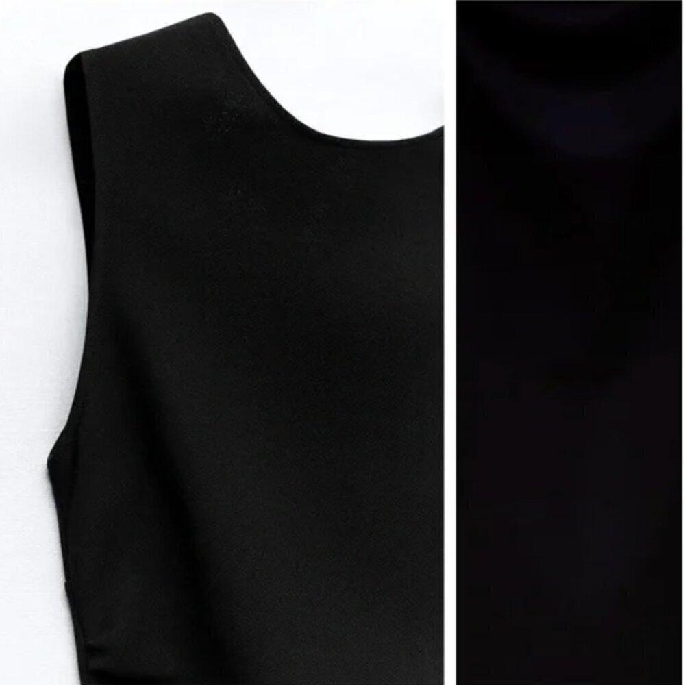 Zara Black Draped Side Fitted Midi Dress. Size M. NEW WITH TAG! - Picture 6 of 6
